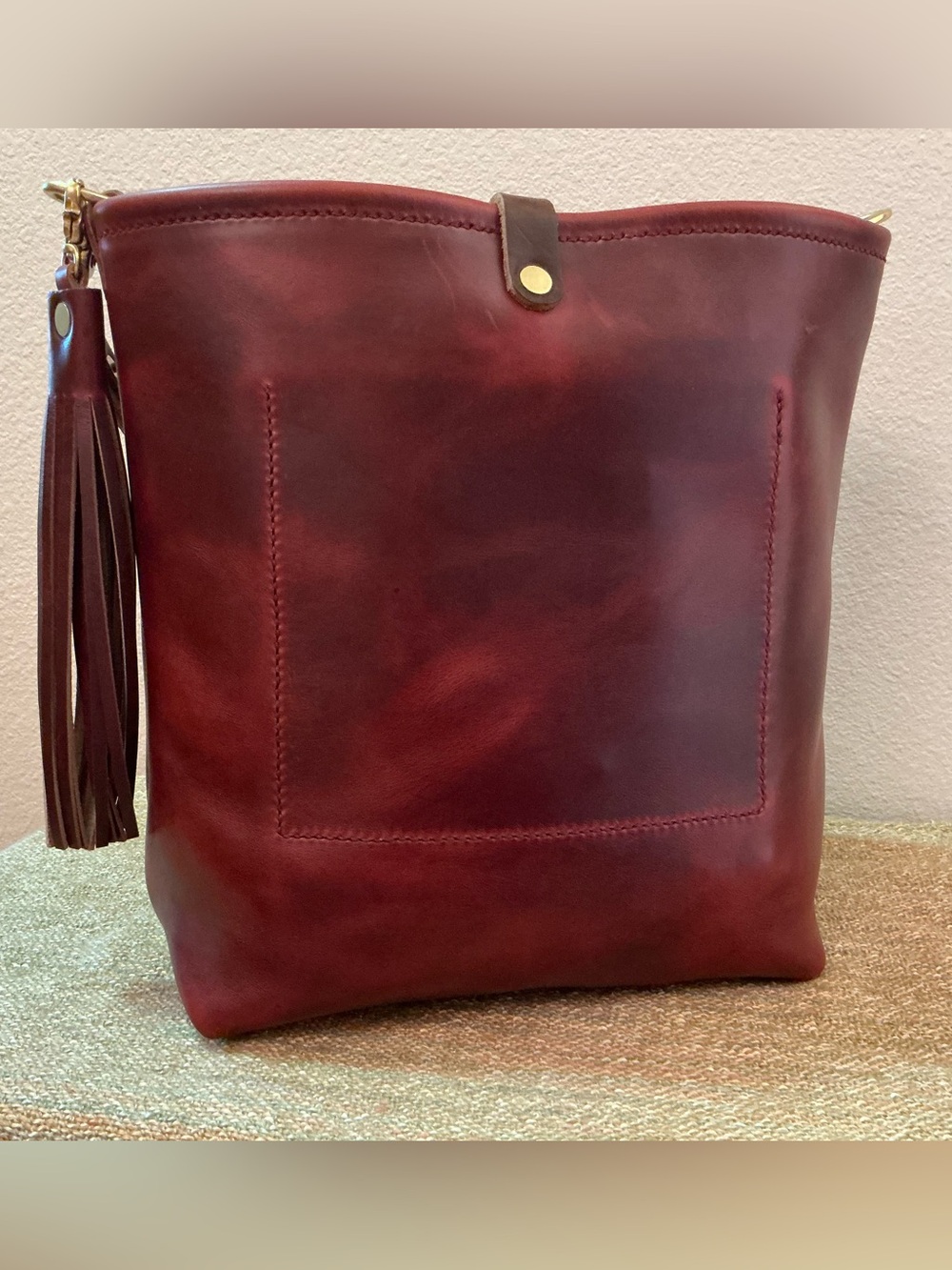 Lamb Leather Goods Burgundy Bennett Bucket Chromexcel Horween - Picture 3 of 9